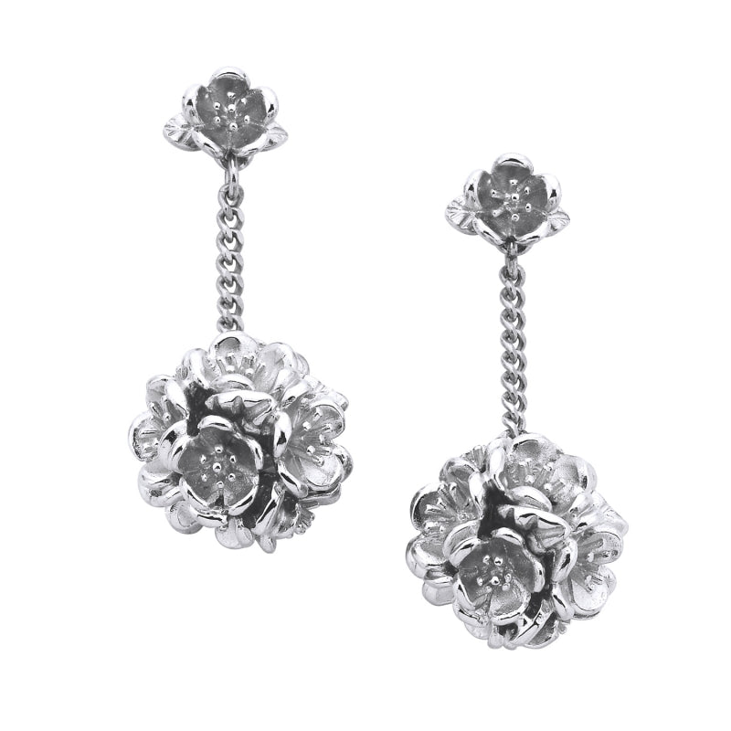 925 Sterling Silver With 18k Gold Plated Delicate Flower Threader Earrings  - ARTNINA.com